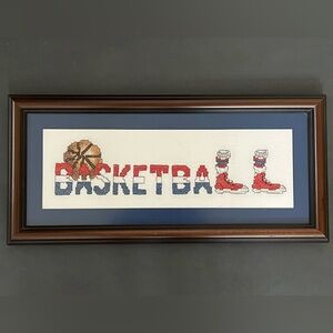 Cross Stitch Basketball Theme Framed Artwork
